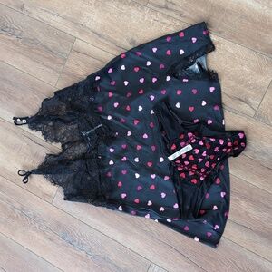 NWT! Victoria's Secret Lace Satin Slip Nightgown with Panties - L